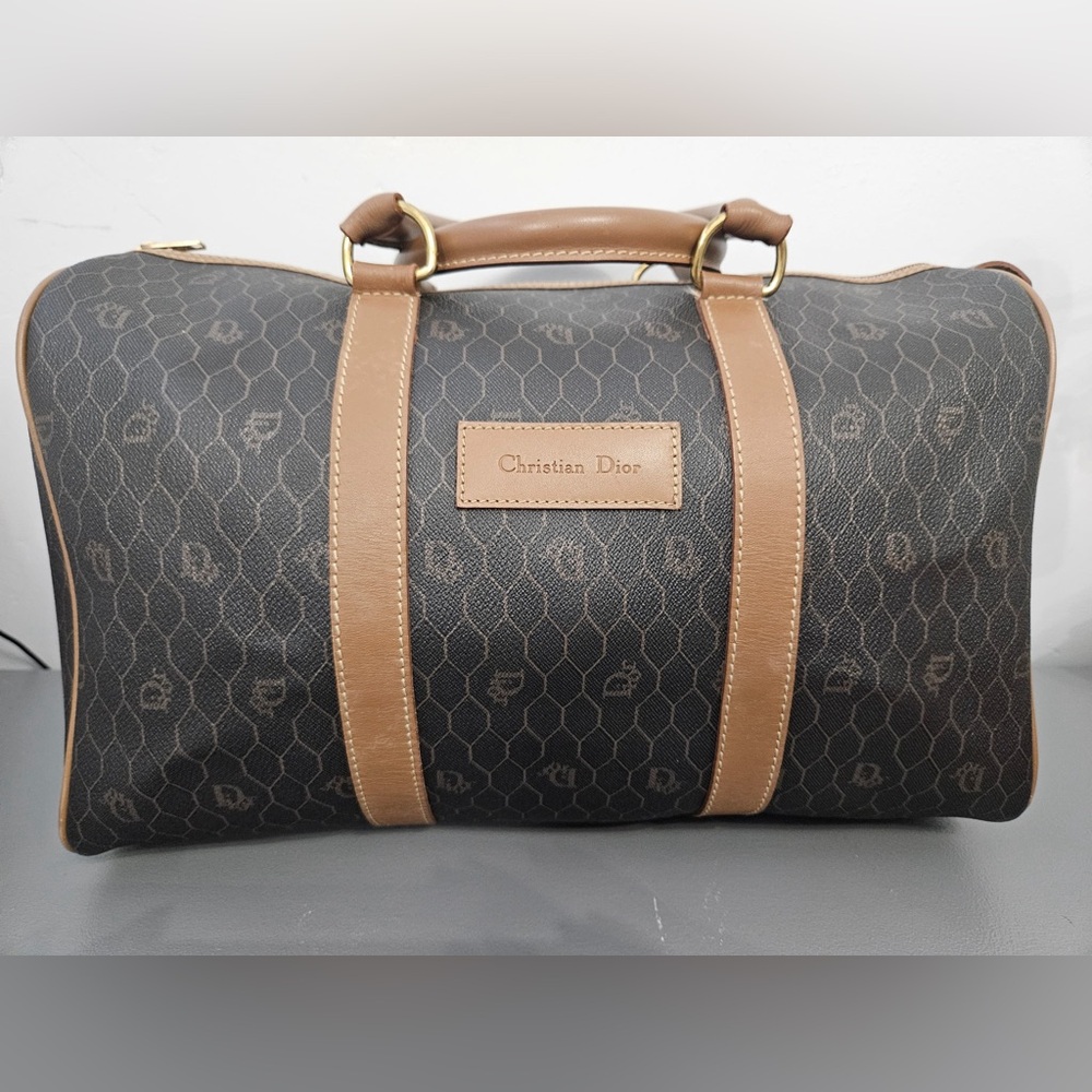 Dior Black and Brown Monogram Duffel Bag